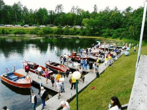 Antique Boat Show.   July 24, 2010.  Whitefish Chain.  Docks at Moonlite Bay, Crosslake, MN