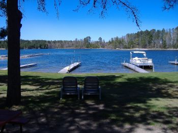 View of the Lake from Cabin 1's patio door & dining table