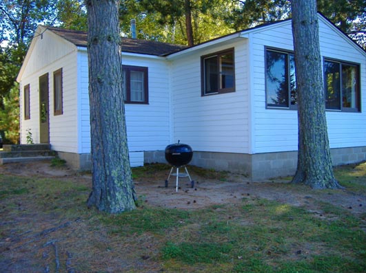 Outside of Cabin 6 with Grill and Picnic Table