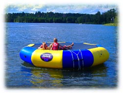 Our Water Trampoline is fun for all ages.  Located straight out from the Sand Castle Zone lake front area.  